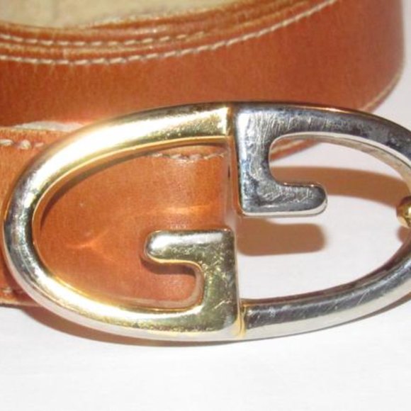 Gucci camel leather belt with large, two-tone GG logo buckle! - Picture 4 of 12